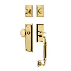 Nostalgic Hardware Brass New York Entry Handleset + Long Plate & Knob